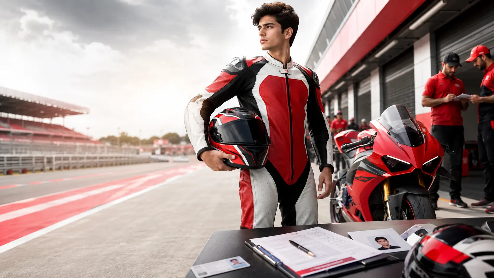 Two go-kart drivers racing on track